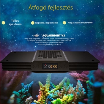 Sós vizek korall lampája - Aquatic Knight Upgraded V3, Napkelte–Napnyugta, 60W, Teljes spektrum, Márka SPECTRA