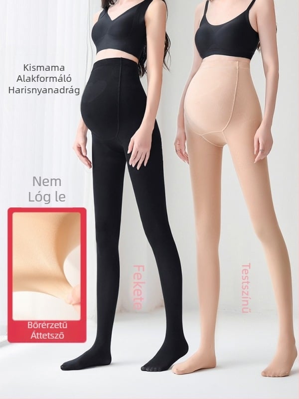 Terhes tights nude színben, szabad láb hatás, belső bélés, pocaktámogatás, tavasz–ősz–tél, plusz méret