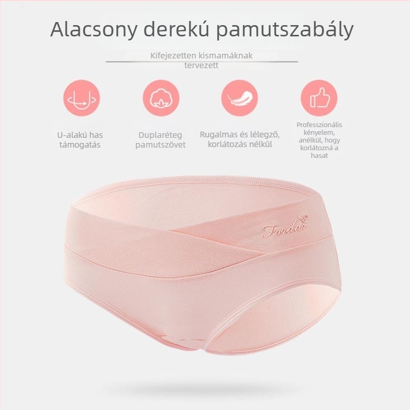 Kismama alacsony derekú, seamless pamut fehérnemű antibakteriális ágyéktáj és csípőemelés funkcióval