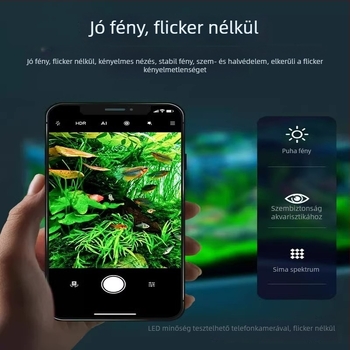 Akvárium clip-on LED lámpa, ABS anyag, USB tápegység, állítható fényerő, kiegészítő világítás halaknak és vízi növényeknek