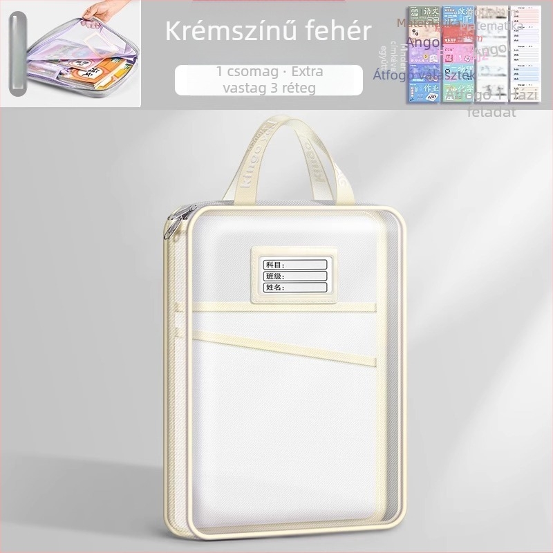 L-alakú tantárgytáska diákok számára, hálóanyag, cipzár, karikatúraszerű forma, nagy kapacitású tároló