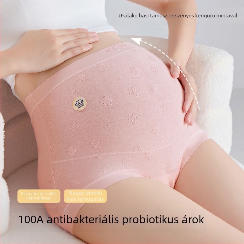 Anyasági fehérnemű, magas derekú has támasz, lélegző kötött pamut, 100% pamut bélés, modell 8101