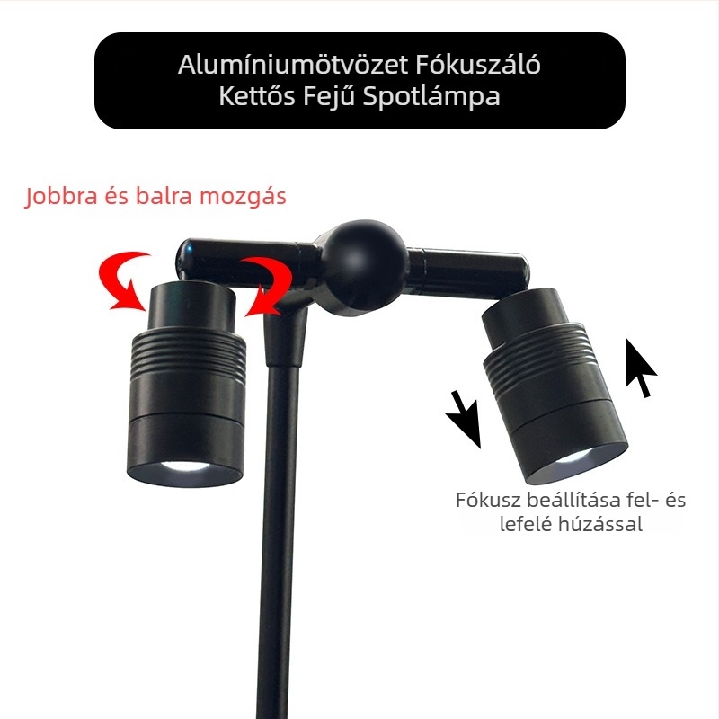 Akvaréri LED lámpa - kettős fej, alumíniumötvözet test, 6W, energiatakarékos, tájépítés