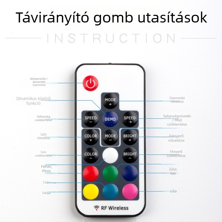 Huay RF távirányítású USB lámpa — 5V tápegység, 0,6W teljesítmény, műanyag ház, 38 g