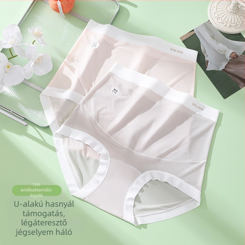 Plusz méretű kismama alsónemű, magas derékú, has támasz, antibakteriális pamut, hosszított ágyékrész