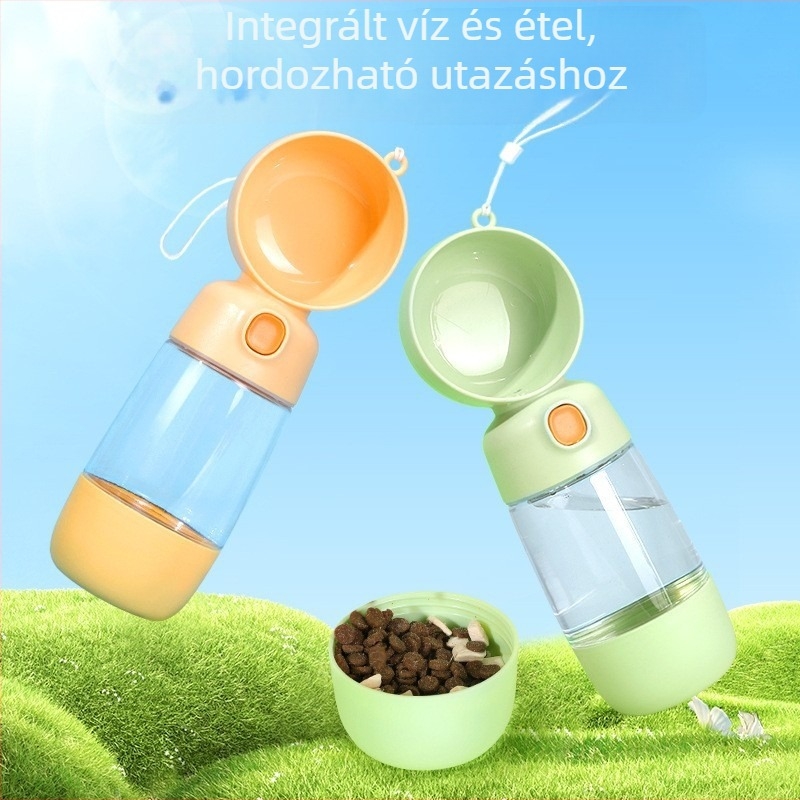 Kutyák számára 2 az 1-ben ivó- és etető pohár, hordozható utazópohár
