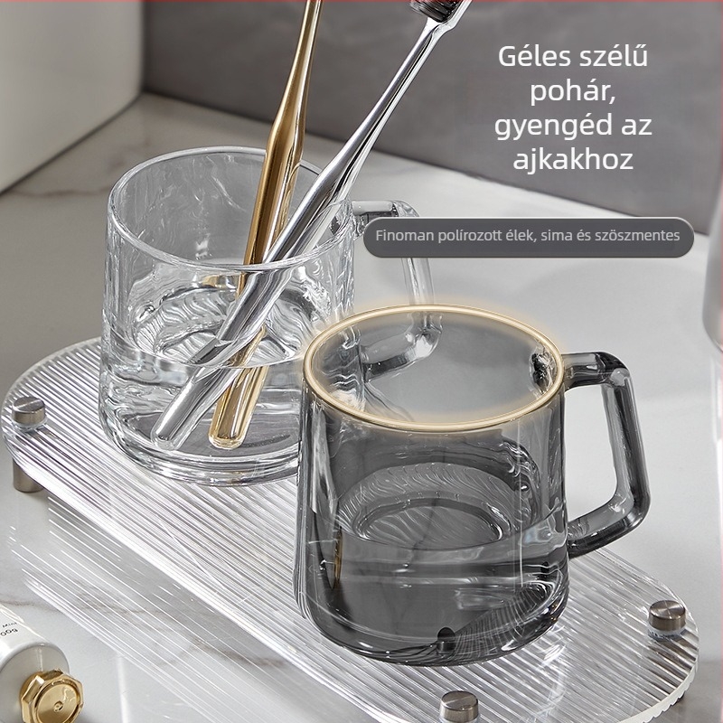 Üveg szájöblítő pohár – Háztartási pár, kör alakú, magas hőmérséklet-ellenálló, egyrétegű, modell 240826