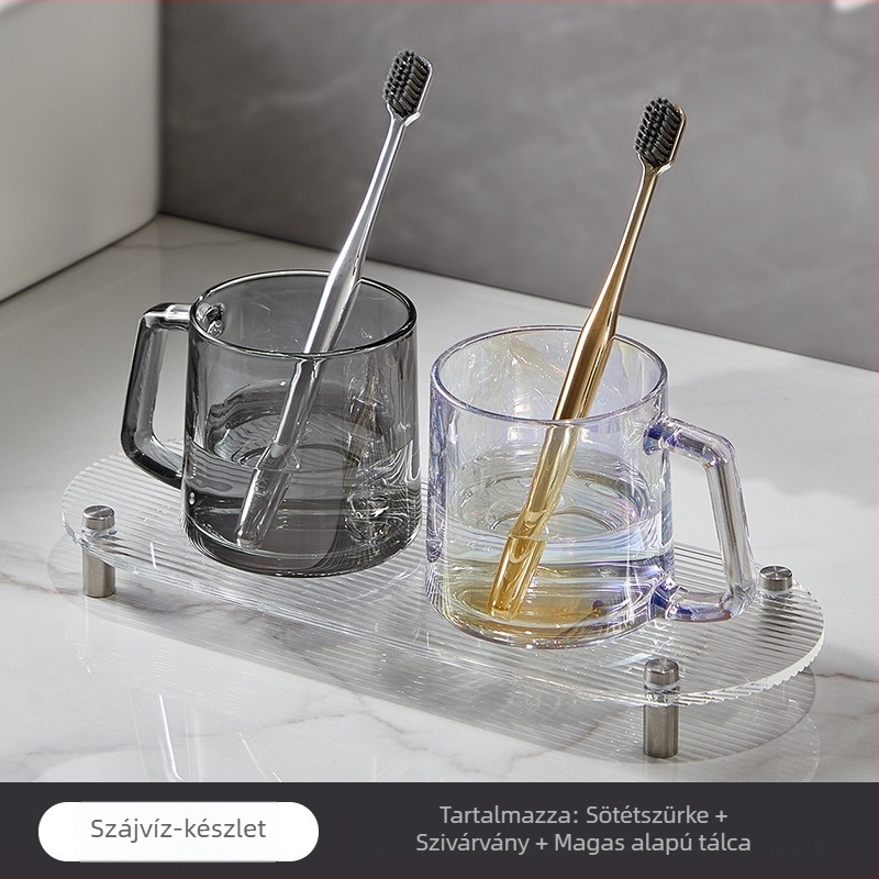 Üveg szájöblítő pohár – Háztartási pár, kör alakú, magas hőmérséklet-ellenálló, egyrétegű, modell 240826