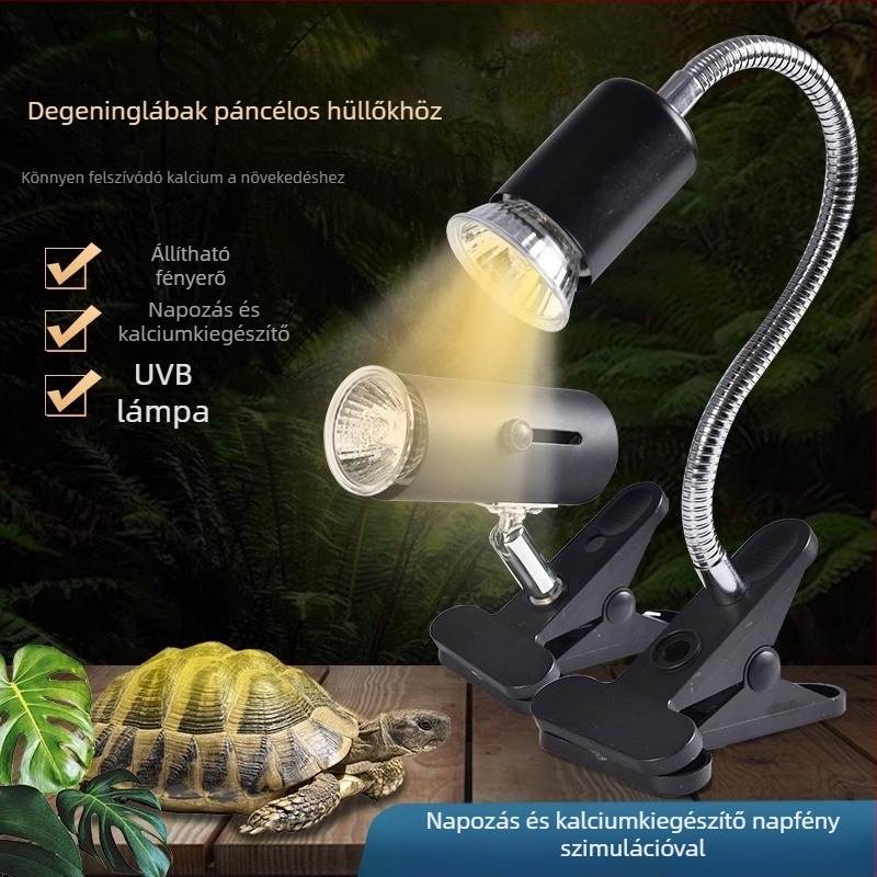 Hüllő UVB/UVA lámpa kalcium-kiegészítéssel, sterilizálás és fűtés, 25W/50W