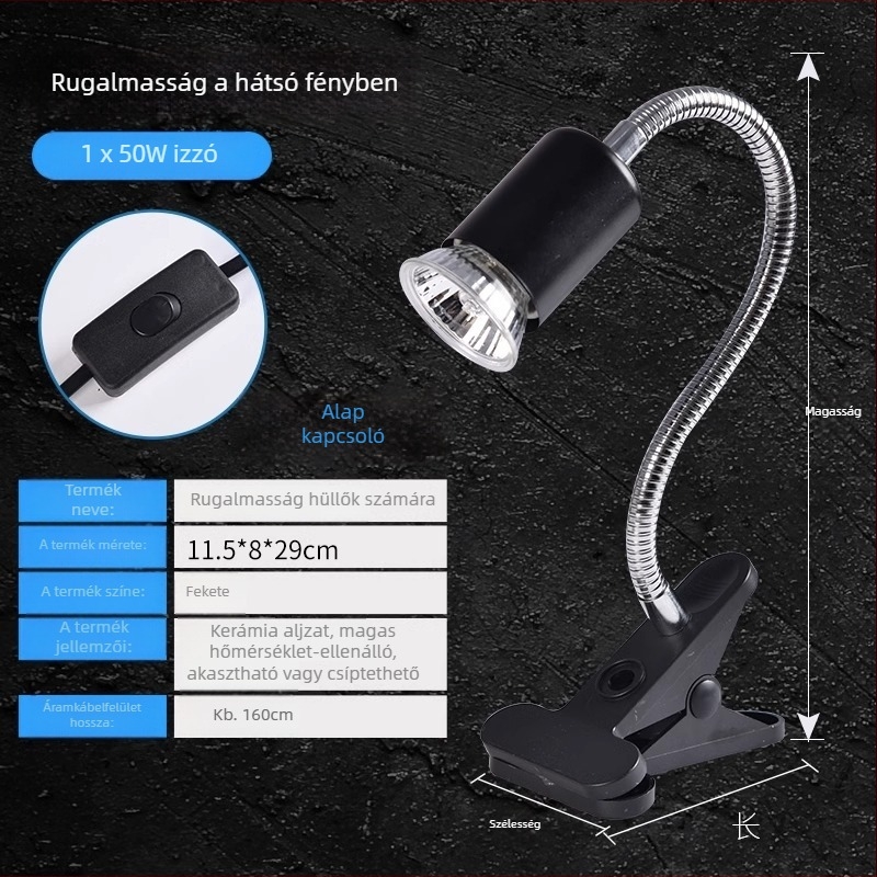 Hüllő UVB/UVA lámpa kalcium-kiegészítéssel, sterilizálás és fűtés, 25W/50W