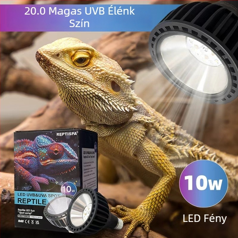LED UVB 10W teljes spektrumú lámpa hüllőknek (turtles, geckos, lizards)
