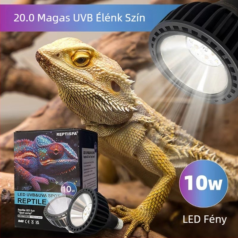 LED UVB 10W teljes spektrumú lámpa hüllőknek (turtles, geckos, lizards)