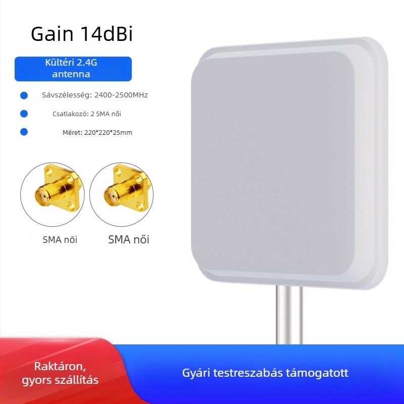 WiFi irányított síkpaneles antenna, 2.4/5.8 GHz, 18 dBi nyereség, híd AP alapállomás