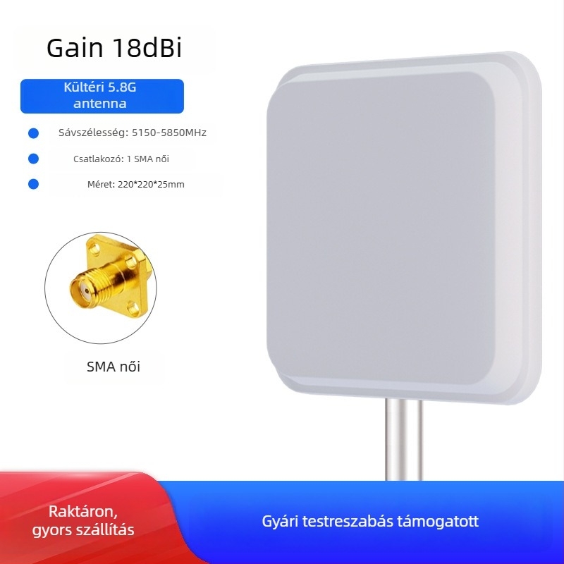 WiFi irányított síkpaneles antenna, 2.4/5.8 GHz, 18 dBi nyereség, híd AP alapállomás