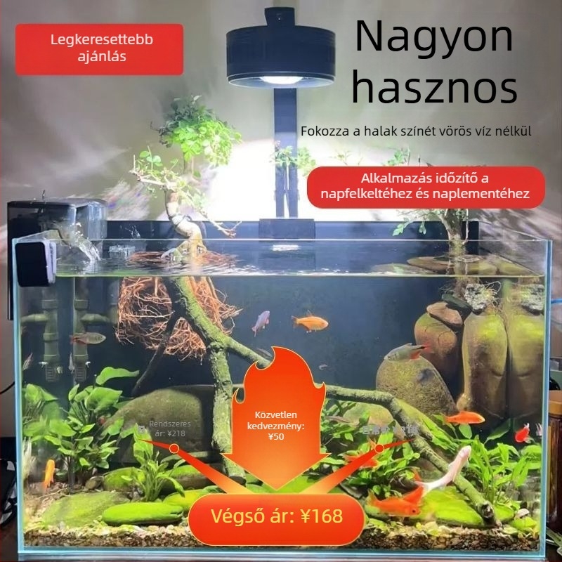 Teljes spektrumos algalámpa akváriumhoz, mobiltelefonos vezérléssel, alsó világítással halak és vízinövények számára