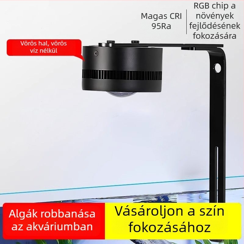 Teljes spektrumos algalámpa akváriumhoz, mobiltelefonos vezérléssel, alsó világítással halak és vízinövények számára