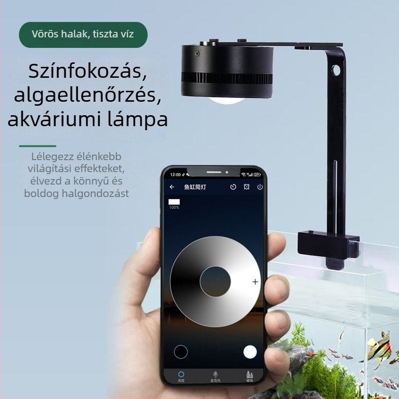 Teljes spektrumos algalámpa akváriumhoz, mobiltelefonos vezérléssel, alsó világítással halak és vízinövények számára