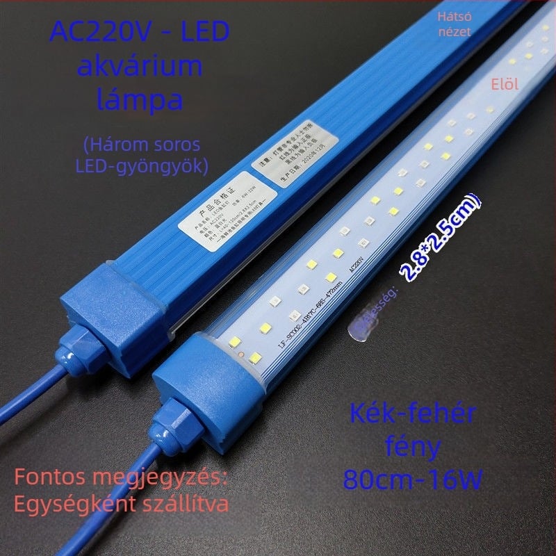 LED akváriumi fénycső, vízálló, 24W, műanyag test, márka Zhuorui, súly 200 g