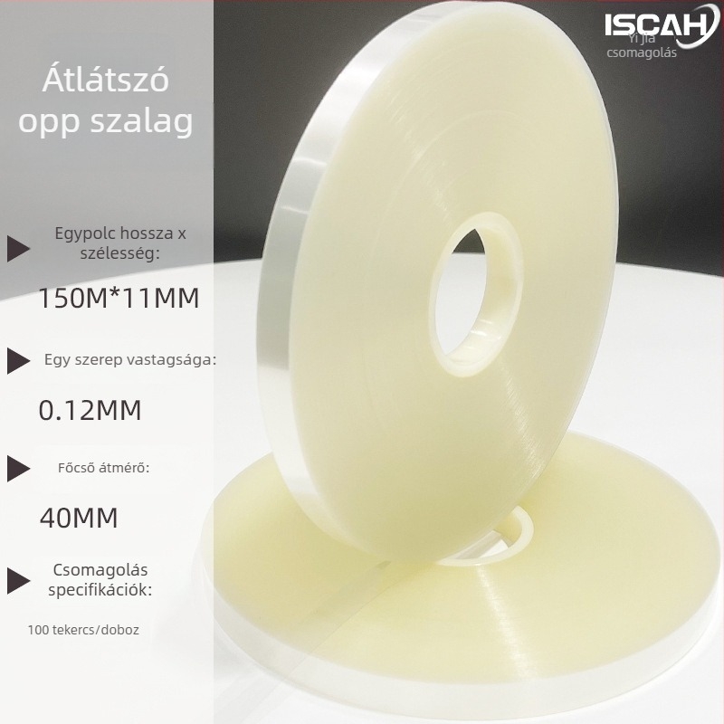 OPP kötegző szalag gépi csomagoláshoz, vastagság 0,12 mm, anyag OPP, húzási szilárdság magas