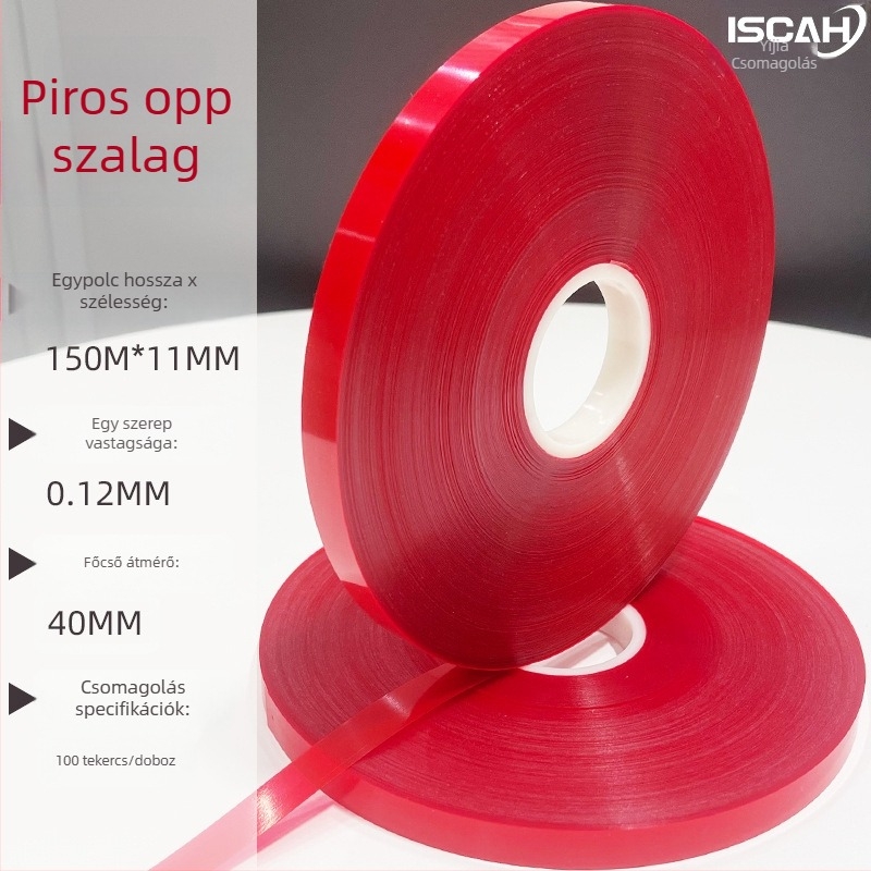 OPP kötegző szalag gépi csomagoláshoz, vastagság 0,12 mm, anyag OPP, húzási szilárdság magas