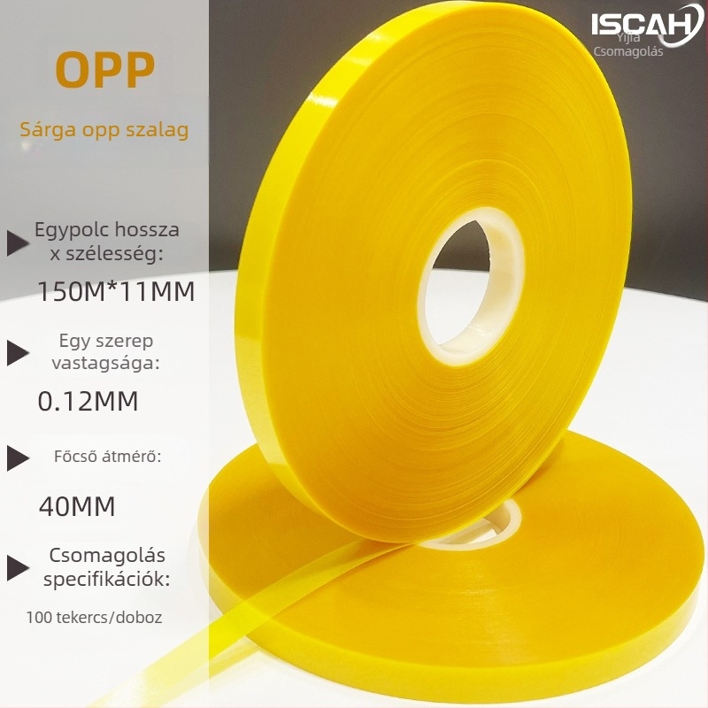 OPP kötegző szalag gépi csomagoláshoz, vastagság 0,12 mm, anyag OPP, húzási szilárdság magas