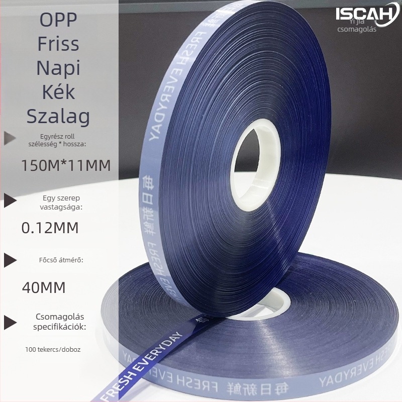 OPP kötegző szalag gépi csomagoláshoz, vastagság 0,12 mm, anyag OPP, húzási szilárdság magas
