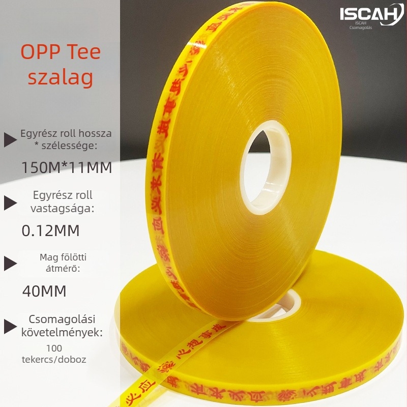 OPP kötegző szalag gépi csomagoláshoz, vastagság 0,12 mm, anyag OPP, húzási szilárdság magas