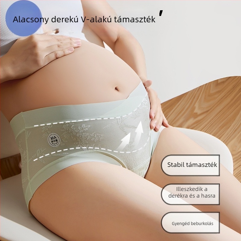 Kismama alsónemű alacsony derékkal, antibakteriális zónával és has támasztással, minden terhességszakaszra