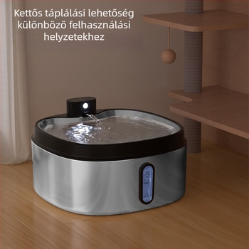 Kisállat vízadagoló vezeték nélküli indukcióval, csendes működés, automatikus vízkeringés, nagy kapacitás, szétszedhető kialakítás