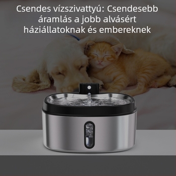 Kisállat vízadagoló vezeték nélküli indukcióval, csendes működés, automatikus vízkeringés, nagy kapacitás, szétszedhető kialakítás