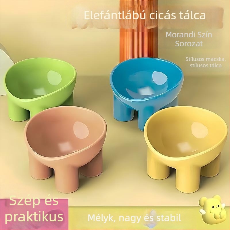 Kisállat etető tálak – kettős tál magas állványon, dőlés elleni dizájn, PP anyag, 340 darabos doboz