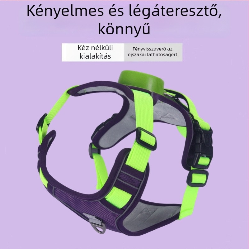 Automatikus visszahúzható kutyapóráz, mellkas-hám, egyben fényvisszaverő mellény – háziállat-kiegészítők