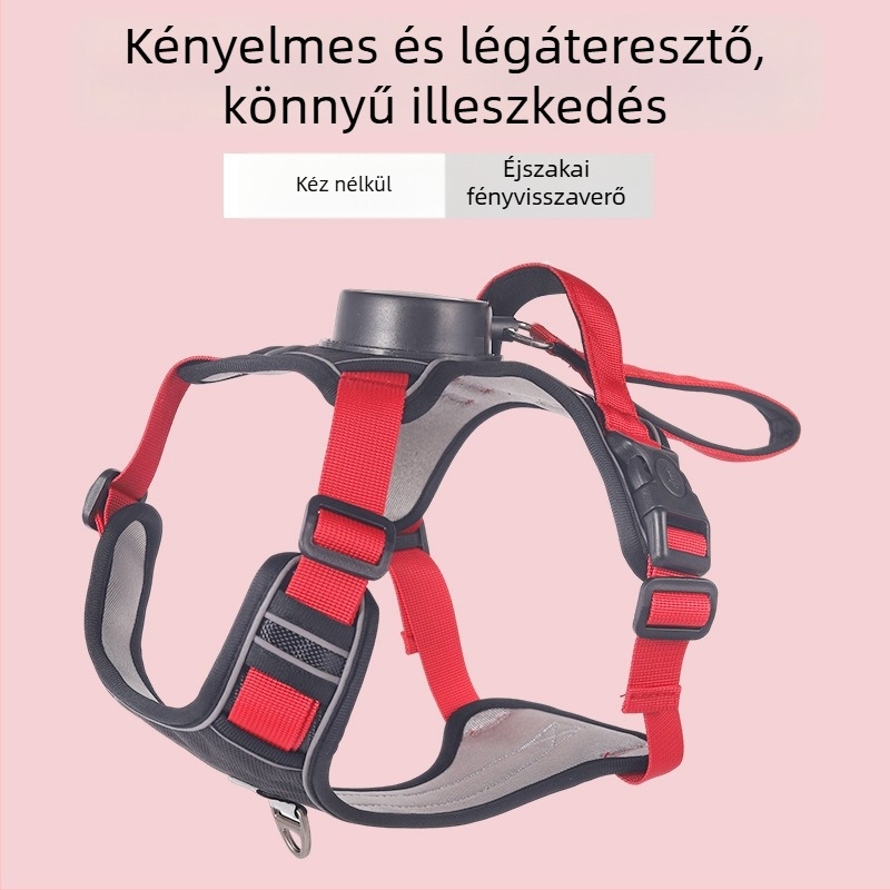 Automatikus visszahúzható kutyapóráz, mellkas-hám, egyben fényvisszaverő mellény – háziállat-kiegészítők