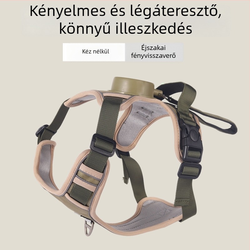 Automatikus visszahúzható kutyapóráz, mellkas-hám, egyben fényvisszaverő mellény – háziállat-kiegészítők