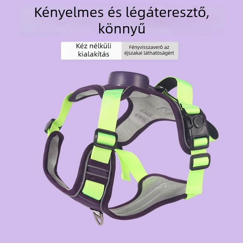 Automatikus visszahúzható kutyapóráz, mellkas-hám, egyben fényvisszaverő mellény – háziállat-kiegészítők