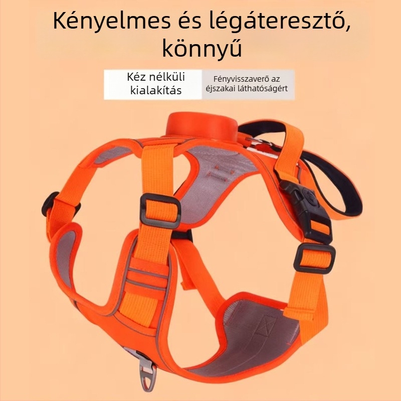 Automatikus visszahúzható kutyapóráz, mellkas-hám, egyben fényvisszaverő mellény – háziállat-kiegészítők