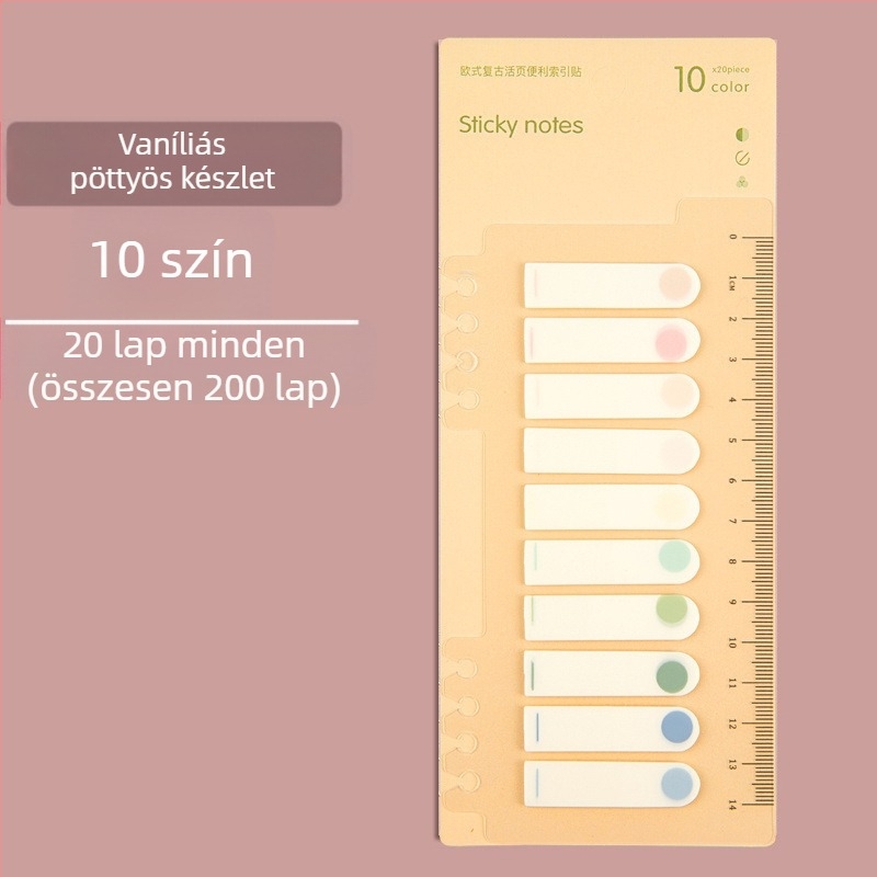 Műanyag indexjelzők, írható, ragasztómentes, füzettel kompatibilis