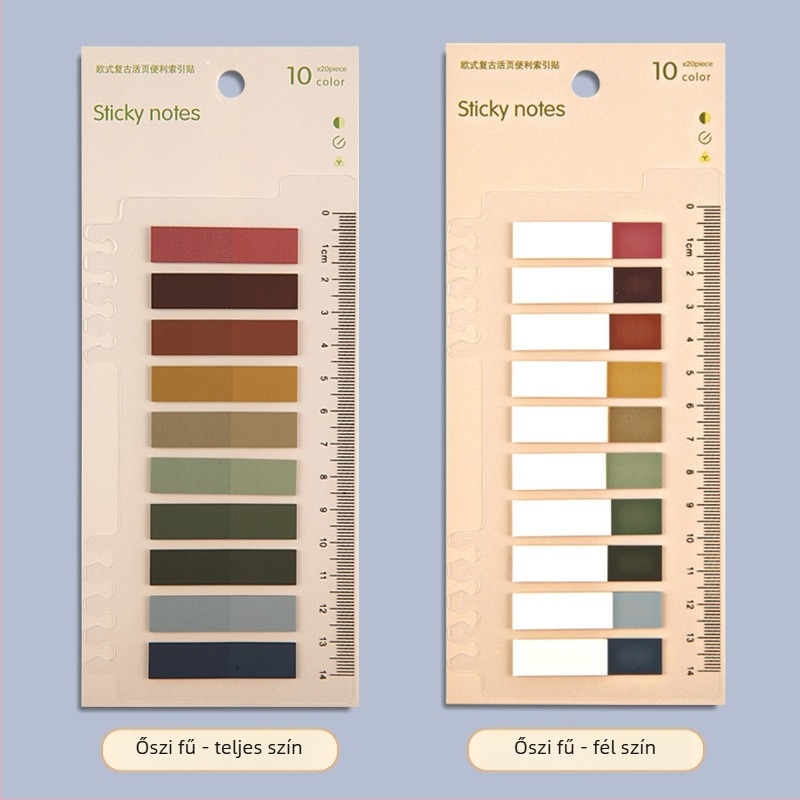 Műanyag indexjelzők, írható, ragasztómentes, füzettel kompatibilis