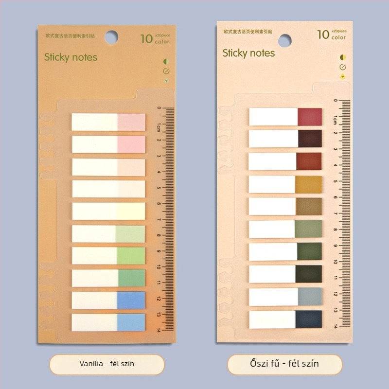 Műanyag indexjelzők, írható, ragasztómentes, füzettel kompatibilis