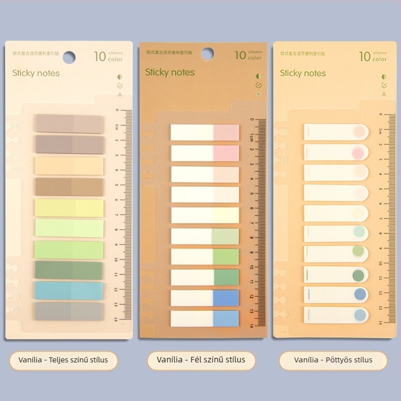 Műanyag indexjelzők, írható, ragasztómentes, füzettel kompatibilis