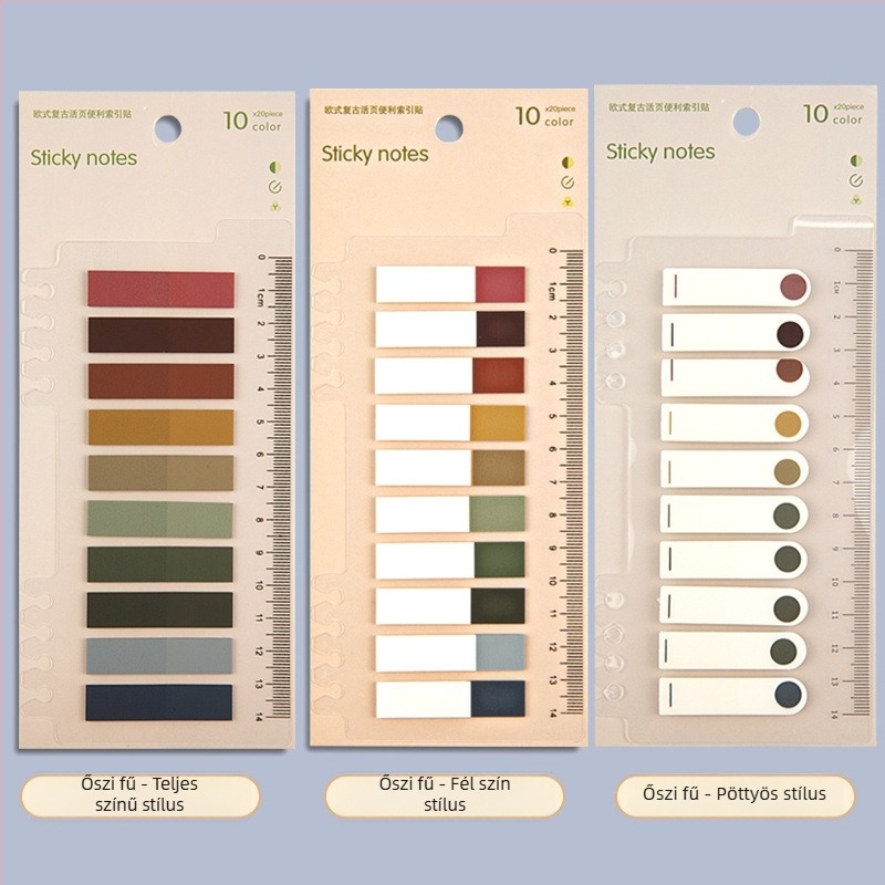 Műanyag indexjelzők, írható, ragasztómentes, füzettel kompatibilis