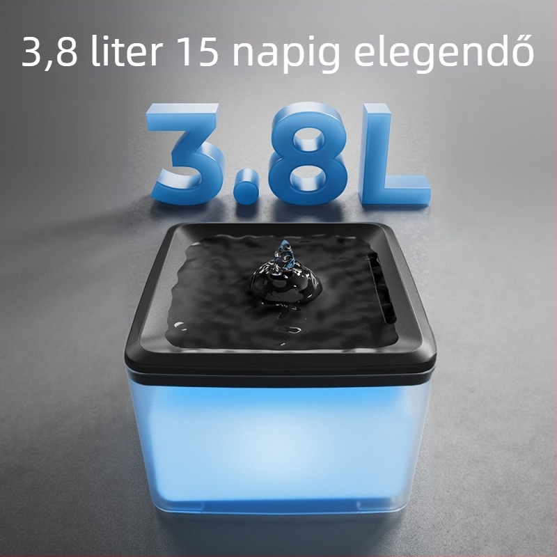 Intelligens macska vízadagoló, szűrt és keringő vízzel, nagy kapacitású, csendes működésű