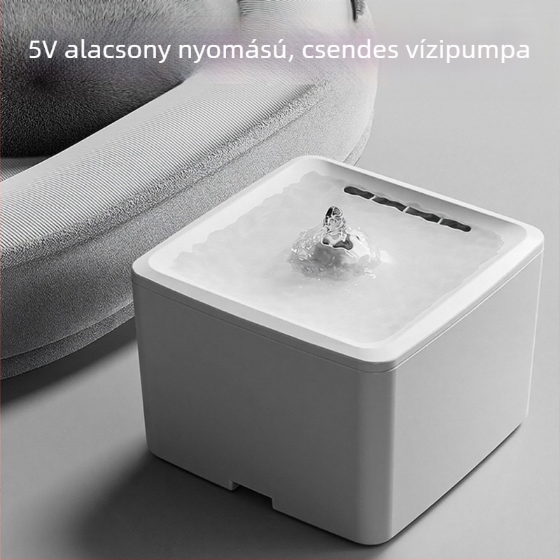 Intelligens macska vízadagoló, szűrt és keringő vízzel, nagy kapacitású, csendes működésű