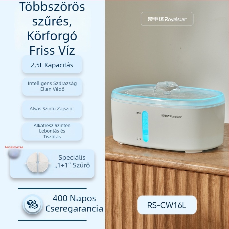 Automata víz adagoló háziállatok számára, 16 L kapacitás, áramló körforgás, levehető, macskáknak és kutyáknak