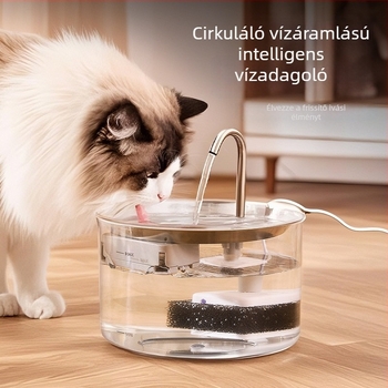 Rozsdamentes acélból készült automata macska vízadagoló szűrővel és keringéssel