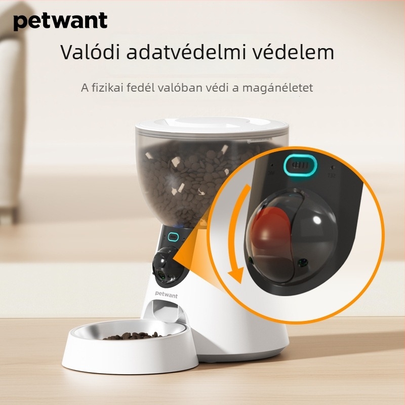 Okos háziállat etető kamera és Wi‑Fi-vel, 4 L kapacitású etetőtál, kutyáknak és macskáknak, alkalmazáson keresztül vezérelhető