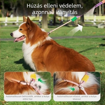 Többfunkciós P-láncú kutyapóráz, crossbody kialakítással, kéz nélkül, kis- és nagytestű kutyáknak