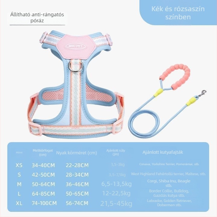 Mellény-stílusú kutyahám és póráz