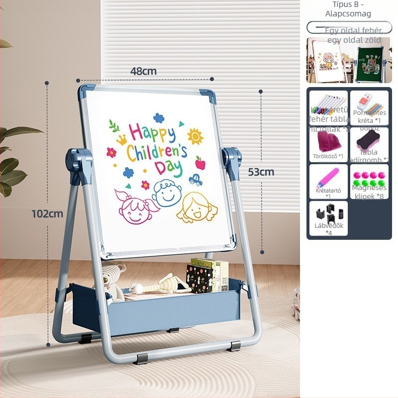 Rainbow mágneses kétoldalas gyerekrajztábla, törölhető felülettel