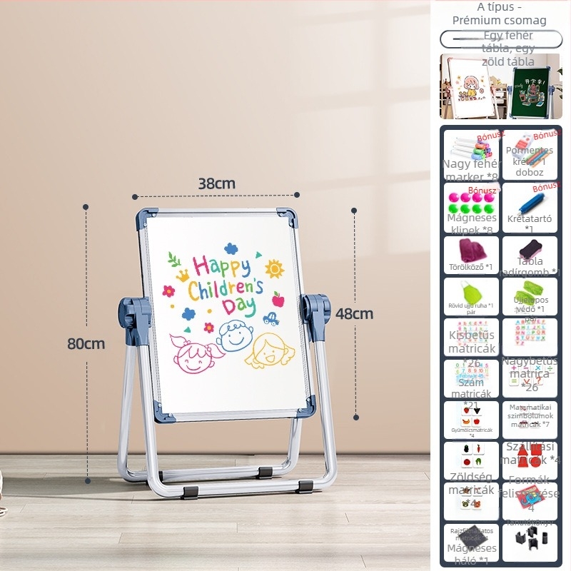 Rainbow mágneses kétoldalas gyerekrajztábla, törölhető felülettel